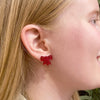 Bow Ripple Resin Stud Earrings - Red