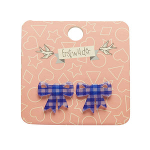 Erstwilder Essentials Bow Gingham Resin Stud Earrings - Blue AG1EE13