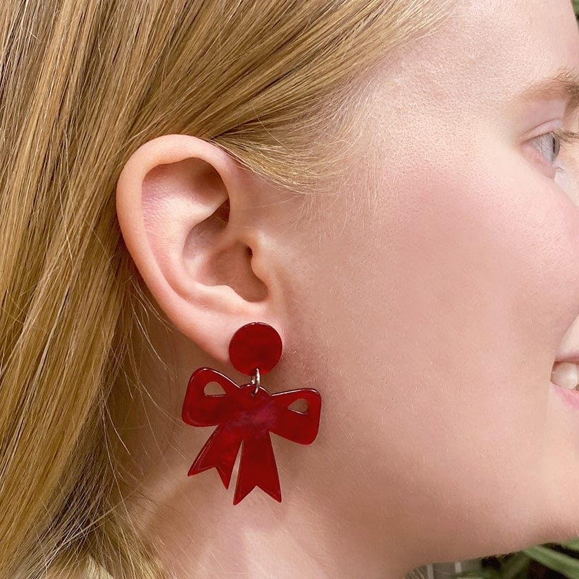 Erstwilder Essentials Bow Ripple Resin Drop Earrings - Red AG1EE14