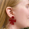 Bow Ripple Resin Drop Earrings - Red