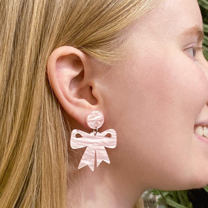Erstwilder Essentials Bow Ripple Resin Drop Earrings - Pink AG1EE15