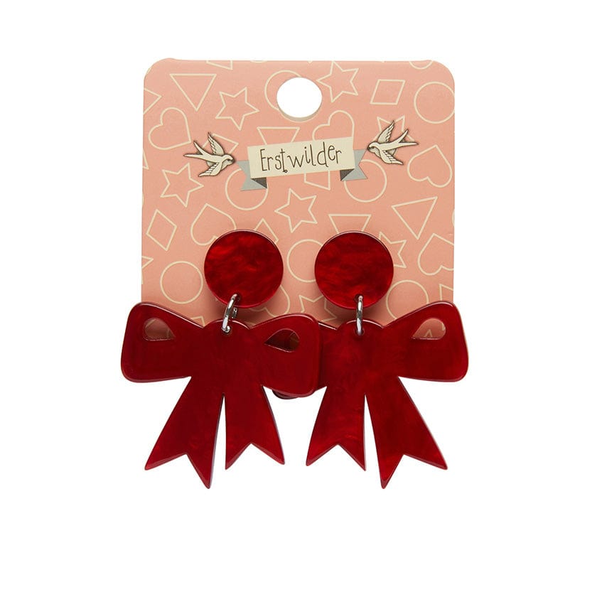 Erstwilder Essentials Bow Ripple Resin Drop Earrings - Red AG1EE14