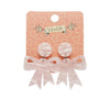 Bow Ripple Resin Drop Earrings - Pink