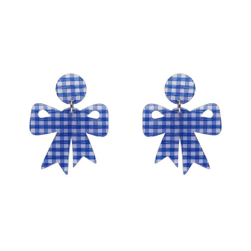 Erstwilder Essentials Bow Gingham Resin Drop Earrings - Blue AG1EE16