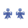 Bow Gingham Resin Drop Earrings - Blue