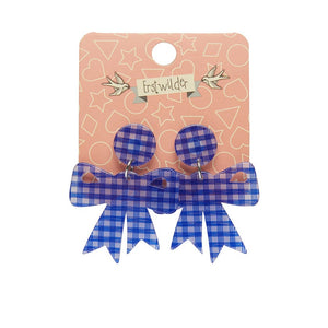 Erstwilder Essentials Bow Gingham Resin Drop Earrings - Blue AG1EE16