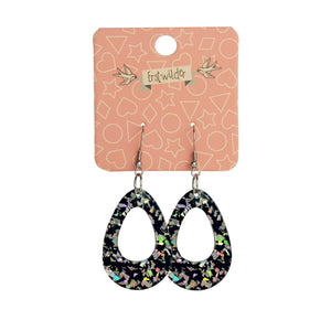 Erstwilder Essentials Teardrop Chunky Glitter Resin Drop Earrings - Holographic Silver EE1001-CG0272