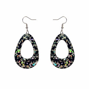 Erstwilder Essentials Teardrop Chunky Glitter Resin Drop Earrings - Holographic Silver EE1001-CG0272