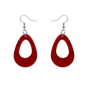 Erstwilder Essentials Teardrop Ripple Resin Drop Earrings - Red EE1001-RI1000