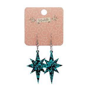 Erstwilder Essentials Starburst Chunky Glitter Resin Drop Earrings - Teal EE1002-CG4400