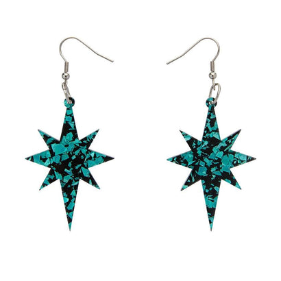 Erstwilder Essentials Starburst Chunky Glitter Resin Drop Earrings - Teal EE1002-CG4400