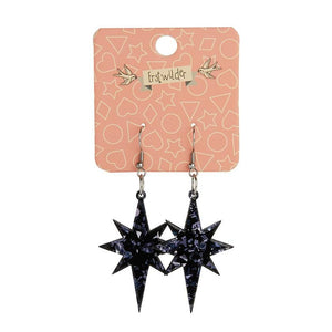 Erstwilder Essentials Starburst Chunky Glitter Resin Drop Earrings - Black EE1002-CG7000