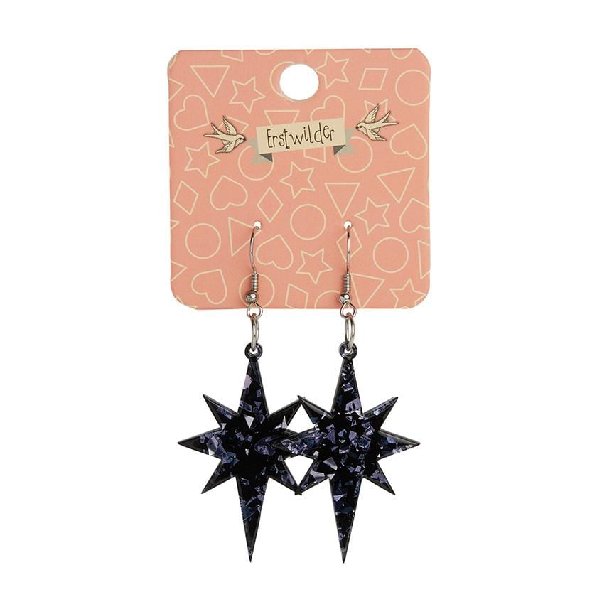 Erstwilder Essentials Starburst Chunky Glitter Resin Drop Earrings - Black EE1002-CG7000