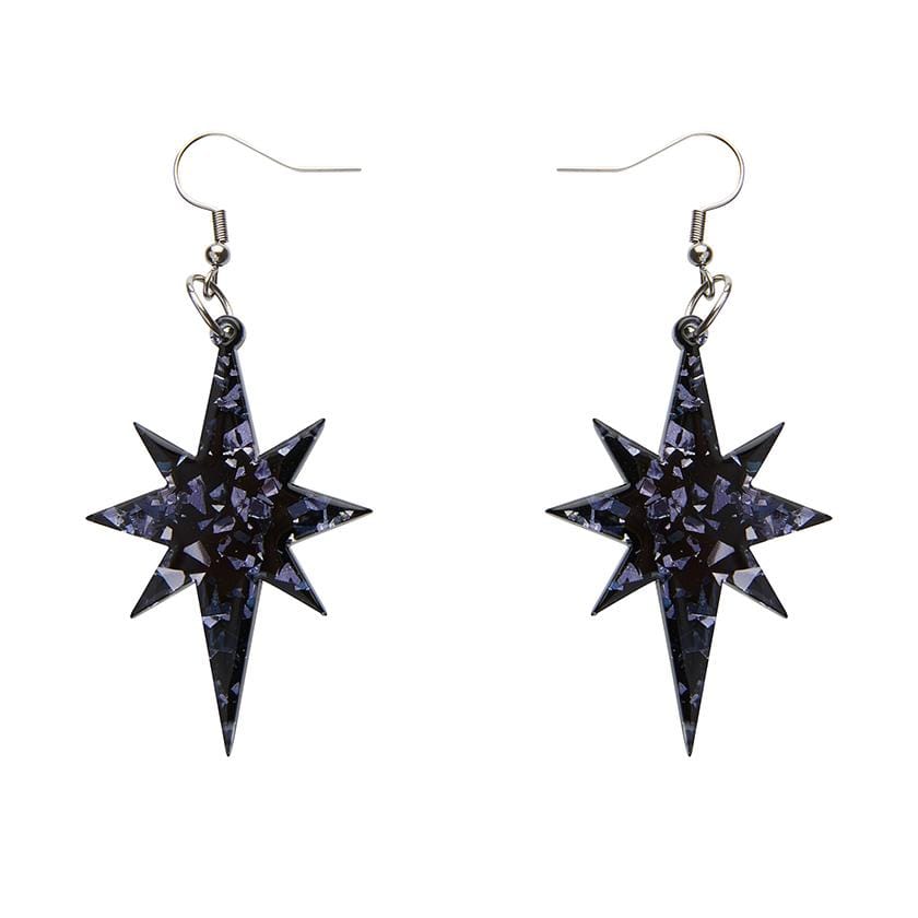 Erstwilder Essentials Starburst Chunky Glitter Resin Drop Earrings - Black EE1002-CG7000