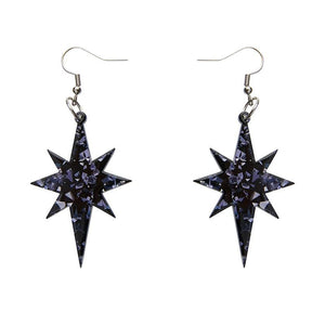 Erstwilder Essentials Starburst Chunky Glitter Resin Drop Earrings - Black EE1002-CG7000