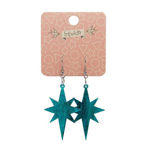 Erstwilder Essentials Starburst Ripple Glitter Resin Drop Earrings - Emerald EE1002-RG4100