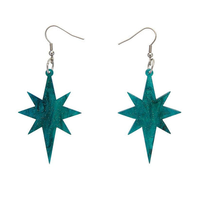 Erstwilder Essentials Starburst Ripple Glitter Resin Drop Earrings - Emerald EE1002-RG4100