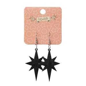 Erstwilder Essentials Starburst Ripple Glitter Resin Drop Earrings - Black EE1002-RG7000