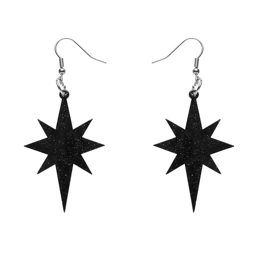Erstwilder Essentials Starburst Ripple Glitter Resin Drop Earrings - Black EE1002-RG7000