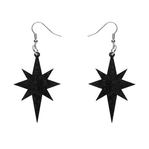 Erstwilder Essentials Starburst Ripple Glitter Resin Drop Earrings - Black EE1002-RG7000