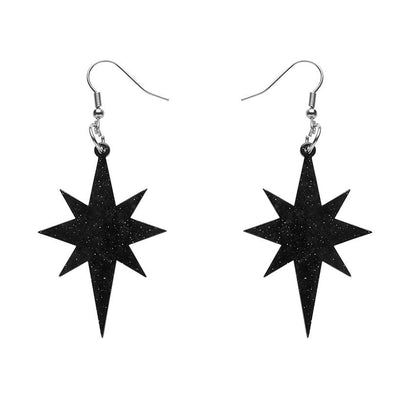 Erstwilder Essentials Starburst Ripple Glitter Resin Drop Earrings - Black EE1002-RG7000