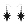 Starburst Ripple Glitter Resin Drop Earrings - Black