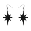Starburst Ripple Glitter Resin Drop Earrings - Black