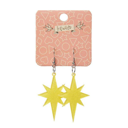 Erstwilder Essentials Starburst Glitter Resin Drop Earrings - Yellow EE1002-SG6000