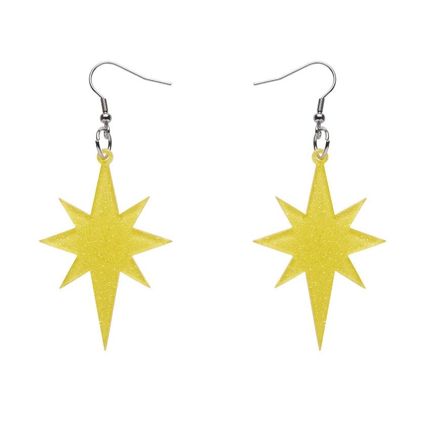 Erstwilder Essentials Starburst Glitter Resin Drop Earrings - Yellow EE1002-SG6000
