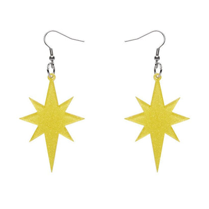 Erstwilder Essentials Starburst Glitter Resin Drop Earrings - Yellow EE1002-SG6000