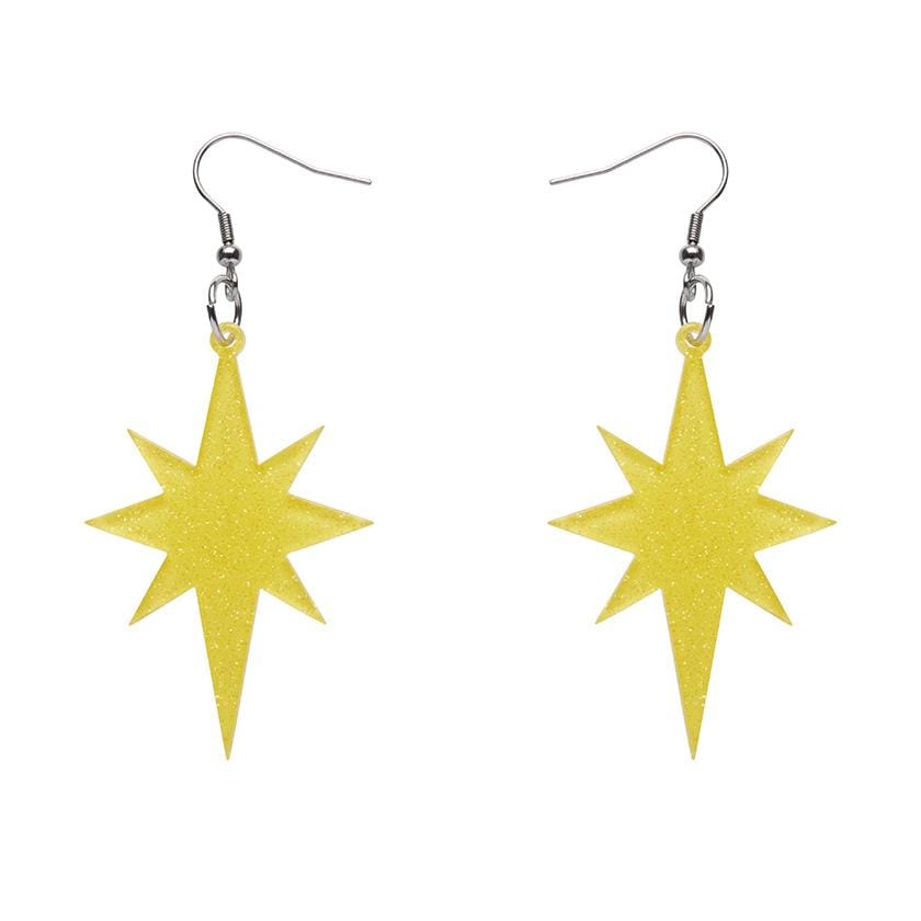 Erstwilder Essentials Starburst Glitter Resin Drop Earrings - Yellow EE1002-SG6000