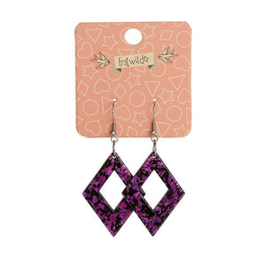 Erstwilder Essentials Diamond Chunky Glitter Resin Drop Earrings - Fuchsia EE1003-CG2300