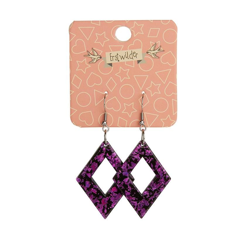 Erstwilder Essentials Diamond Chunky Glitter Resin Drop Earrings - Fuchsia EE1003-CG2300