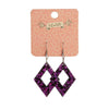 Diamond Chunky Glitter Resin Drop Earrings - Fuchsia