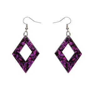 Erstwilder Essentials Diamond Chunky Glitter Resin Drop Earrings - Fuchsia EE1003-CG2300
