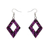 Diamond Chunky Glitter Resin Drop Earrings - Fuchsia