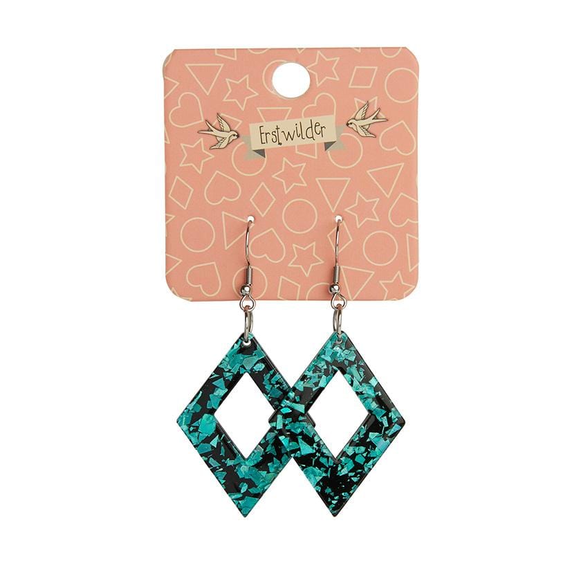 Erstwilder Essentials Diamond Chunky Glitter Resin Drop Earrings - Mint EE1003-CG4300