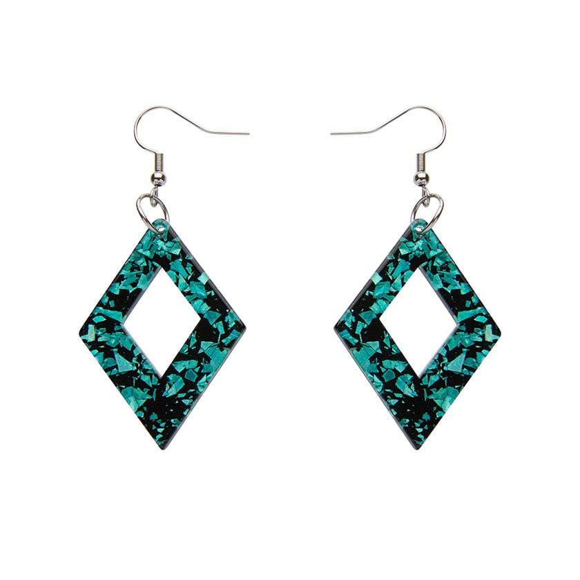 Erstwilder Essentials Diamond Chunky Glitter Resin Drop Earrings - Mint EE1003-CG4300