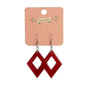Erstwilder Essentials Diamond Ripple Resin Drop Earrings - Red EE1003-RI1000
