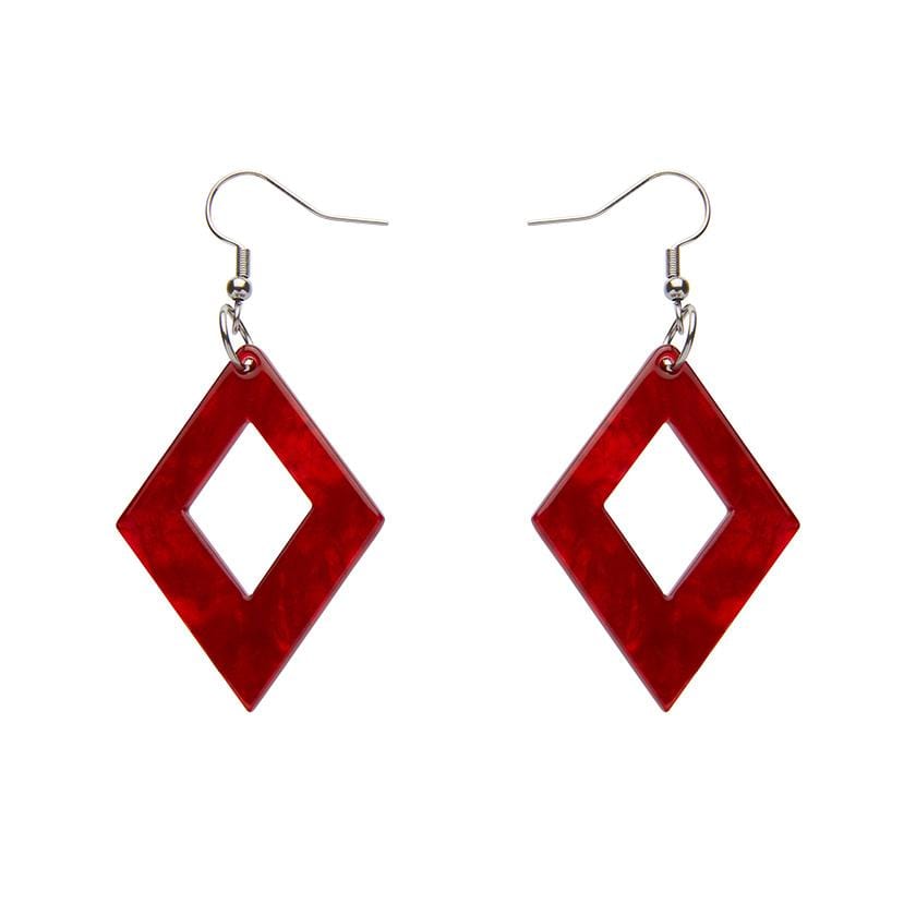 Erstwilder Essentials Diamond Ripple Resin Drop Earrings - Red EE1003-RI1000