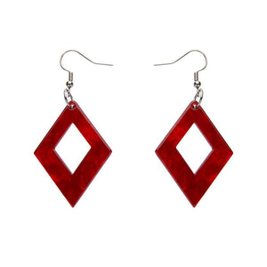 Erstwilder Essentials Diamond Ripple Resin Drop Earrings - Red EE1003-RI1000