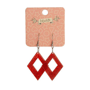 Erstwilder Essentials Diamond Glitter Resin Drop Earrings - Red EE1003-SG1000