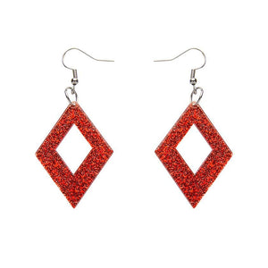Erstwilder Essentials Diamond Glitter Resin Drop Earrings - Red EE1003-SG1000