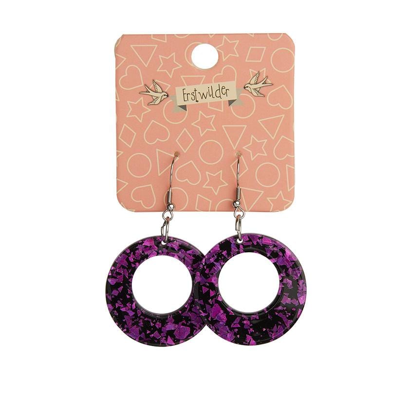 Erstwilder Essentials Circle Chunky Glitter Drop Earrings - Fuchsia EE1004-CG2300