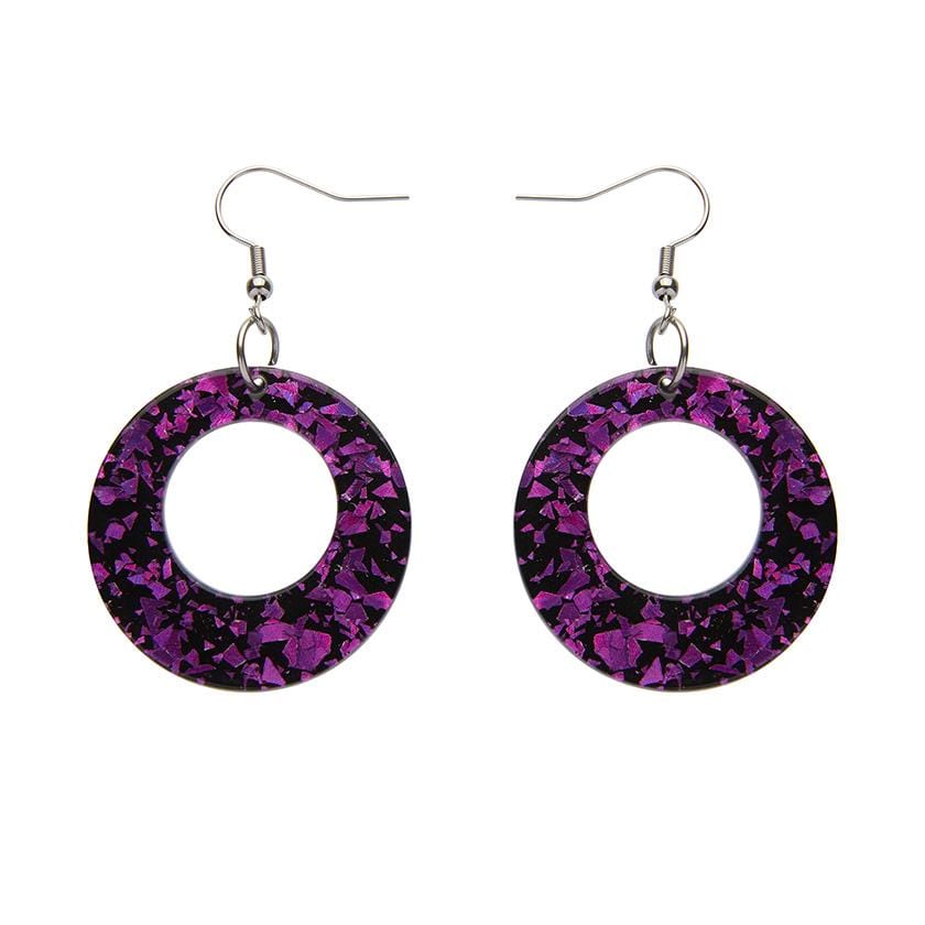 Erstwilder Essentials Circle Chunky Glitter Drop Earrings - Fuchsia EE1004-CG2300