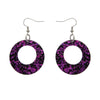 Circle Chunky Glitter Drop Earrings - Fuchsia
