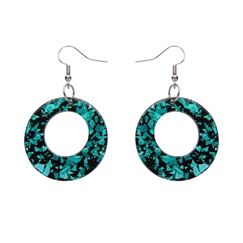 Erstwilder Essentials Circle Chunky Glitter Resin Drop Earrings -Mint EE1004-CG4300