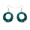 Circle Chunky Glitter Resin Drop Earrings -Mint