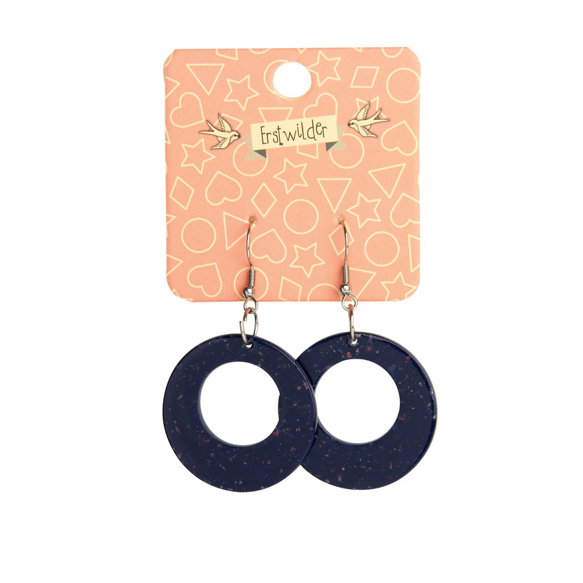 Erstwilder Essentials Circle Solid Glitter Resin Drop Earrings -Dark Blue EE1004-G3100