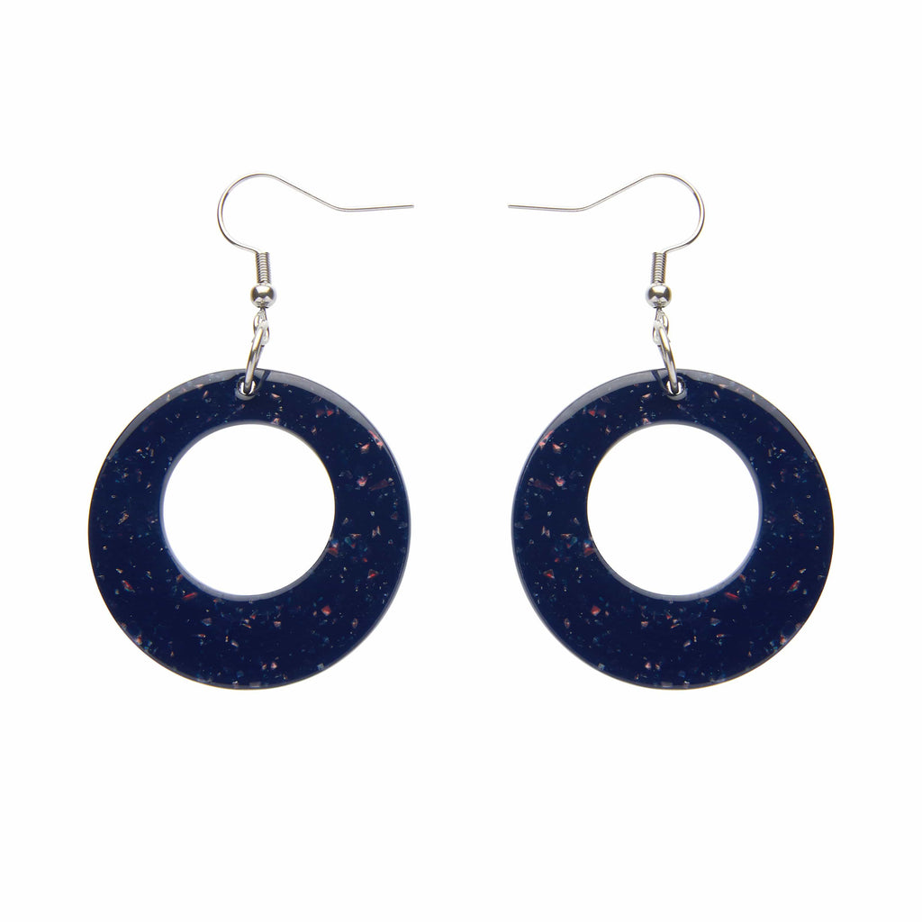 Erstwilder Essentials Circle Solid Glitter Resin Drop Earrings -Dark Blue EE1004-G3100